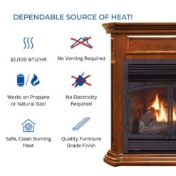 Dual Fuel Ventless Gas Fireplace With Mantel - 32,000 BTU, Remote Control, Apple Spice Finish -Fire Place Store apple spice duluth forge gas fireplaces 179211 4f 1000
