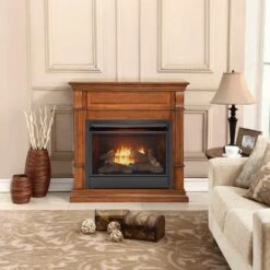 Dual Fuel Ventless Gas Fireplace - 26,000 BTU, Remote Control, Apple Spice Finish, Model DFS-300R-3AS -Fire Place Store apple spice duluth forge gas fireplaces 179256 31 1000