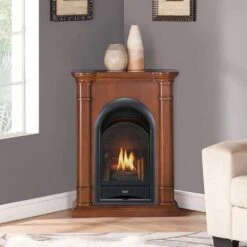 FS100T-3AS Ventless Fireplace System 10K BTU Duel Fuel Thermostat Insert And Apple Spice Mantel -Fire Place Store apple spice procom gas fireplaces 170193 31 1000