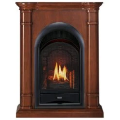 FS100T-3AS Ventless Fireplace System 10K BTU Duel Fuel Thermostat Insert And Apple Spice Mantel