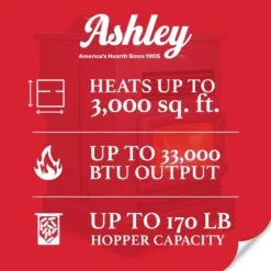 Ashley 3000 Sq. Ft. Pedestal Pellet Stove 170 Lbs. Hopper-Wifi -Fire Place Store ashley hearth products pellet stoves ap5622 w c3 1000