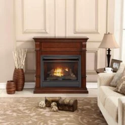 Dual Fuel Ventless Gas Fireplace - 26,000 BTU, Remote Control, Auburn Cherry Finish -Fire Place Store auburn cherry duluth forge gas fireplaces 170106 31 1000