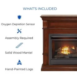 Dual Fuel Ventless Gas Fireplace - 26,000 BTU, Remote Control, Auburn Cherry Finish -Fire Place Store auburn cherry duluth forge gas fireplaces 170106 44 1000