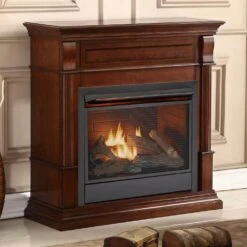 Dual Fuel Ventless Gas Fireplace - 26,000 BTU, Remote Control, Auburn Cherry Finish -Fire Place Store auburn cherry duluth forge gas fireplaces 170106 66 1000