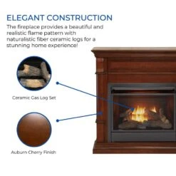 Dual Fuel Ventless Gas Fireplace - 26,000 BTU, T-Stat Control, Auburn Cherry Finish -Fire Place Store auburn cherry duluth forge gas fireplaces 170131 c3 1000
