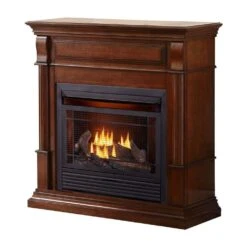 26,000 BTU Vent Free Natural Gas Fireplace System And Auburn Cherry Mantel With Remote Control -Fire Place Store auburn cherry duluth forge gas fireplaces 170624 c3 1000