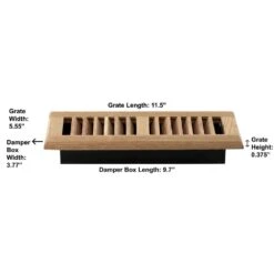 4 In. X 10 In. Unfinished Oak Louvered Flushmount Register -Fire Place Store beige cream decor grates registers grilles wlf410 u 4f 1000