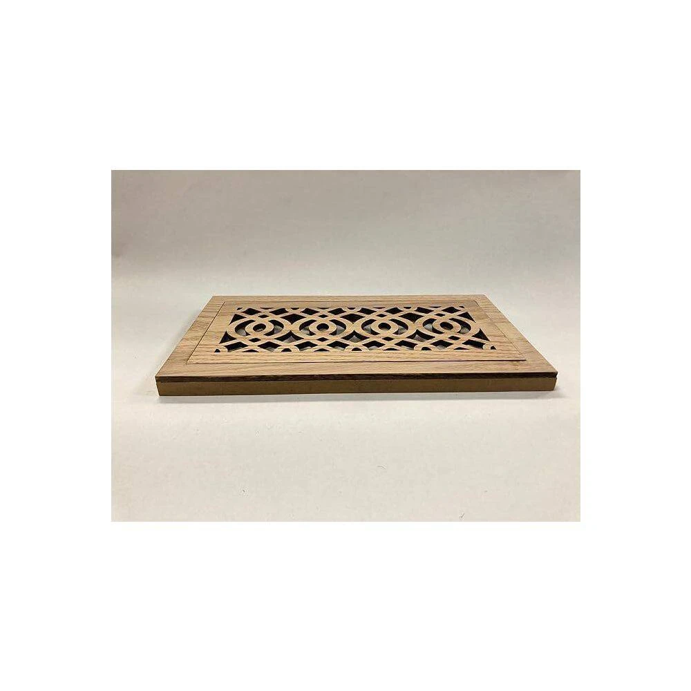 Stellar Duct Opening Size 4 X 12-Overall Size 7 X 15 Arabic Design Hardwood Floor Register Flush Mount With Installation Box 2 Stellar Duct Opening Size 4 X 12-Overall Size 7 X 15 Arabic Design Hardwood Floor Register Flush Mount With Installation Box - Image 2