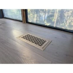 Stellar Duct Opening Size 6x10 - Overall Size 9x13 Industrial Design Hardwood Floor Register Flush Mount With Installation Box -Fire Place Store beige cream stellar registers grilles 034 005 0610 fa 1000