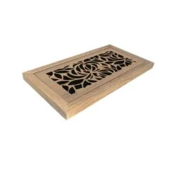 Stellar Duct Opening Size 6x12 - Overall Size 9x15 Leaves Design Hardwood Floor Register Flush Mount With Installation Box 11 Stellar Duct Opening Size 6x12 - Overall Size 9x15 Leaves Design Hardwood Floor Register Flush Mount With Installation Box -Fire Place Store beige cream stellar registers grilles 034 006 0612 4f 1000