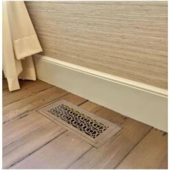Stellar Duct Opening Size 4x10 - Overall Size 7x13 Moroccan Design Hardwood Floor Register Flush Mount With Installation Box -Fire Place Store beige cream stellar registers grilles 034 007 0410 44 1000