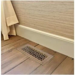 Stellar Duct Opening Size 6x10 - Overall Size 9x13 Moroccan Design Hardwood Floor Register Flush Mount With Installation Box -Fire Place Store beige cream stellar registers grilles 034 007 0610 44 1000