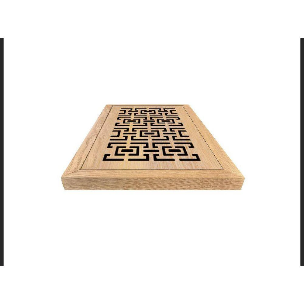 Stellar Duct Opening Size 6x12 - Overall Size 9x15 Oriental Design Hardwood Floor Register Flush Mount With Installation Box 2 Stellar Duct Opening Size 6x12 - Overall Size 9x15 Oriental Design Hardwood Floor Register Flush Mount With Installation Box - Image 2