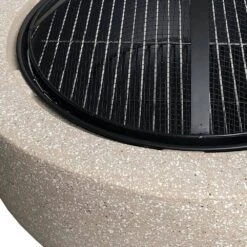 23.62 In. X 16.9 In. Round Magnesium Oxide Wood Burning Beige Fire Pit -Fire Place Store beige fire pit kits hs cyyl 95 4f 1000