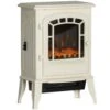HOMCOM 15.25 In. Freestanding Electric Fireplace Stove With Overheat Protection 750W/1500W In Beige