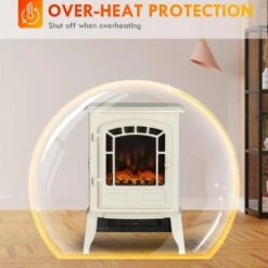 HOMCOM 15.25 In. Freestanding Electric Fireplace Stove With Overheat Protection 750W/1500W In Beige 17 HOMCOM 15.25 In. Freestanding Electric Fireplace Stove With Overheat Protection 750W/1500W In Beige -Fire Place Store beige homcom freestanding electric fireplaces 820 215v80bg fa 1000