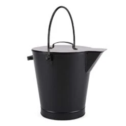 13 In. Tall Black Versatile Round Ash Bucket With Cover And Handles