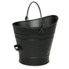 14 In. Tall Black Traditional Galvanized Steel Round Small Pellet Bucket With Handles