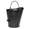 18 In. Tall Black Traditional Galvanized Steel Round Large Pellet Bucket With Handles