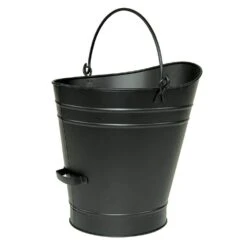 18 In. Tall Black Traditional Galvanized Steel Round Large Pellet Bucket With Handles