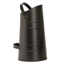 11.5 In. Dia Black Galvanized Steel Round Pellet Scuttle With Handle