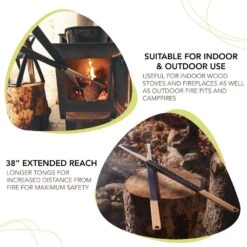 Fire Tongs Precision Log Grabbers -Fire Place Store black anodized aluminum outdoor fireplaces ftblk 4f 1000