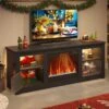 63 In. Freestanding Media Console Electric Fireplace TV Stand Fits TV'​s Up To 70 In. With Cabinet In Black