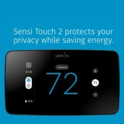 Sensi Touch 2 Wi-Fi 7-Day Programmable Thermostat, Touchscreen Color Display, Data Privacy, C-Wire Required-Black 14 Sensi Touch 2 Wi-Fi 7-Day Programmable Thermostat, Touchscreen Color Display, Data Privacy, C-Wire Required-Black -Fire Place Store black beveled edge emerson programmable thermostats st76 66 1000