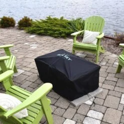 The Peak Rectangle Patio Fire Pit Cover -Fire Place Store black blue sky outdoor living fire pit covers and accessories pcd38r 1f 1000