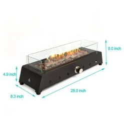 27.95 In. W X 8.00 In. H Steel Square Propane Tabletop Fire Pit In Black -Fire Place Store black boosicavelly gas fire pits boaohfp34b 76 1000