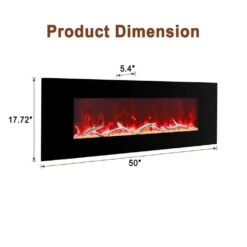 50 In. Wall Mounted Electric Fireplace In Black With Multicolor Flame And CSA Certification -Fire Place Store black boyel living wall mounted electric fireplaces bl zhx bs 50 c3 1000