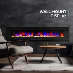 Cambridge 78 In. Wall-Mount Electric Fireplace In Black With Multi-Color Flames And Driftwood Log Display -Fire Place Store black cambridge wall mounted electric fireplaces cam78wmef 2blk 40 1000