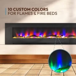 Cambridge 78 In. Wall-Mount Electric Fireplace In Black With Multi-Color Flames And Driftwood Log Display -Fire Place Store black cambridge wall mounted electric fireplaces cam78wmef 2blk 66 1000