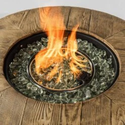 30 In. W Round 40000Btu Black Steel And MgO Tabletop Propane Outdoor Fire Pit Table With Lava Rocks -Fire Place Store black cenadinz gas fire pits ysgcw85304 4f 1000