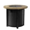 30 In. W Round 40000Btu Black Steel And MgO Tabletop Propane Outdoor Fire Pit Table With Lava Rocks