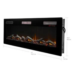 Dimplex Sierra 72 In. Wall/Built-in Linear Electric Fireplace In Black -Fire Place Store black dimplex wall mounted electric fireplaces sil72 1f 1000
