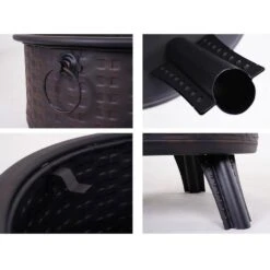 Irene 26 In. X 22 In. Outdoor Wood Black Patio Fire Pits Burning Fire Pit -Fire Place Store black direct wicker wood burning fire pits md6259066 44 1000