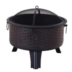 Irene 26 In. X 22 In. Outdoor Wood Black Patio Fire Pits Burning Fire Pit