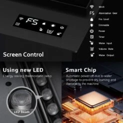 46 In. Smart Freestanding Electric Fireplace Inserts With APP Control In Black, Water Vapor Fireplace With Remote, Timer -Fire Place Store black edendirect freestanding electric fireplaces ed dan 120 44 1000