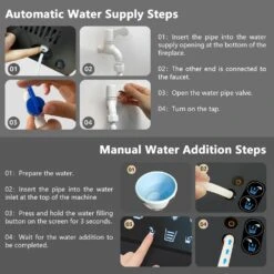 30 In. Recessed Freestanding Electric Fireplace In Black, Water Vapor Fireplace With Remote, Timer, Touch 9-Colors Flame 11 30 In. Recessed Freestanding Electric Fireplace In Black, Water Vapor Fireplace With Remote, Timer, Touch 9-Colors Flame -Fire Place Store black edendirect freestanding electric fireplaces ed rgb 80 c3 1000