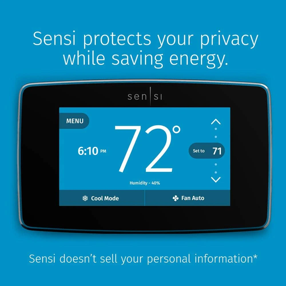 Emerson Sensi Touch 7-day Programmable Wi-Fi Smart Thermostat With Touchscreen Color Display, C-wire Required - Black 8 Emerson Sensi Touch 7-day Programmable Wi-Fi Smart Thermostat With Touchscreen Color Display, C-wire Required - Black - Image 8