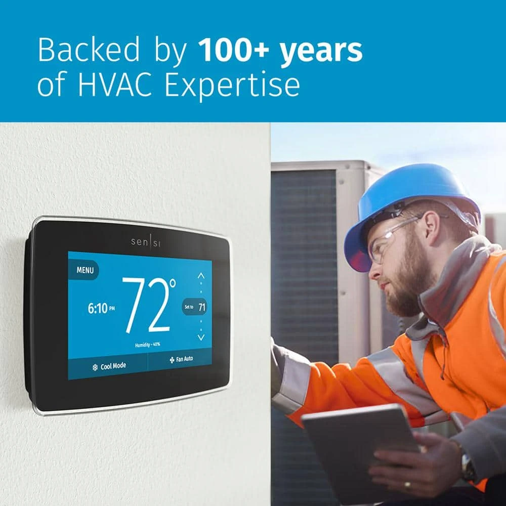 Emerson Sensi Touch 7-day Programmable Wi-Fi Smart Thermostat With Touchscreen Color Display, C-wire Required - Black 12 Emerson Sensi Touch 7-day Programmable Wi-Fi Smart Thermostat With Touchscreen Color Display, C-wire Required - Black - Image 12