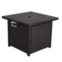 CLIHOME 30 In. W X 25 In. H All Iron Square Gas Firepit With Lave Rocks