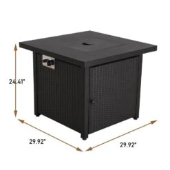 CLIHOME 30 In. W X 25 In. H All Iron Square Gas Firepit With Lave Rocks 9 CLIHOME 30 In. W X 25 In. H All Iron Square Gas Firepit With Lave Rocks -Fire Place Store black fire pit kits cl 50 c3 1000