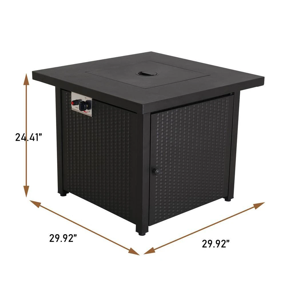 CLIHOME 30 In. W X 25 In. H All Iron Square Gas Firepit With Lave Rocks 3 CLIHOME 30 In. W X 25 In. H All Iron Square Gas Firepit With Lave Rocks - Image 3