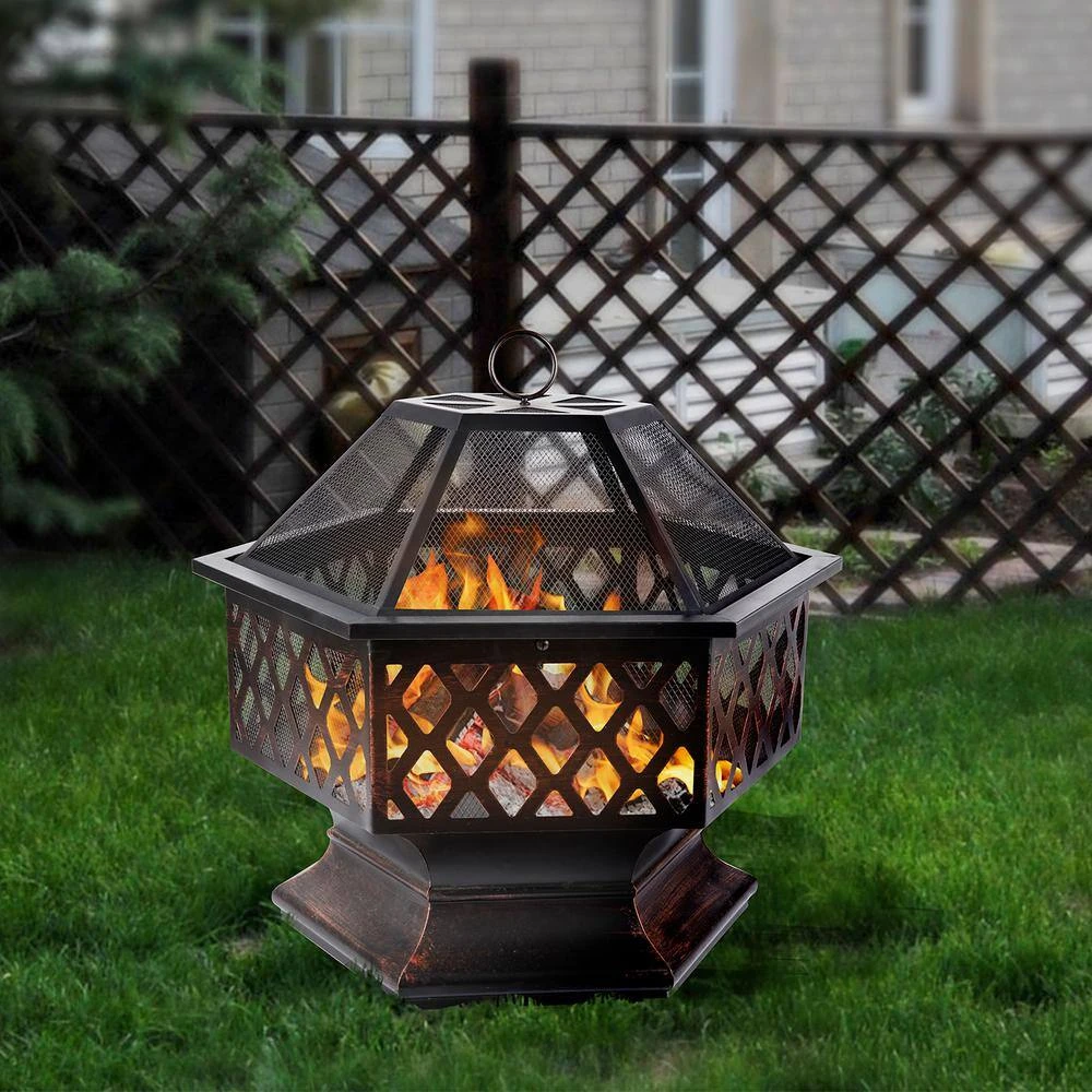 24 In. X 24 In. Hexagon Iron Coal Fire Pit 8 24 In. X 24 In. Hexagon Iron Coal Fire Pit - Image 8