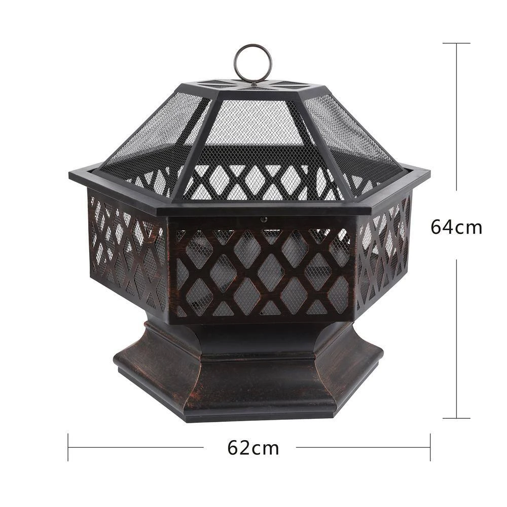 24 In. X 24 In. Hexagon Iron Coal Fire Pit 2 24 In. X 24 In. Hexagon Iron Coal Fire Pit - Image 2