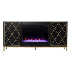 Marradi 58 In. Color Changing Electric Fireplace With Media Storage In Black