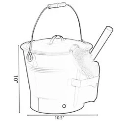 Black Iron Ash Bucket With Lid And Wood Handle Brush Use For Fire Pit, Wood Burning Stove And Grill -Fire Place Store black gardenised ash buckets qi004552 1f 1000