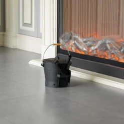 Black Iron Ash Bucket With Lid And Wood Handle Brush Use For Fire Pit, Wood Burning Stove And Grill -Fire Place Store black gardenised ash buckets qi004552 c3 1000